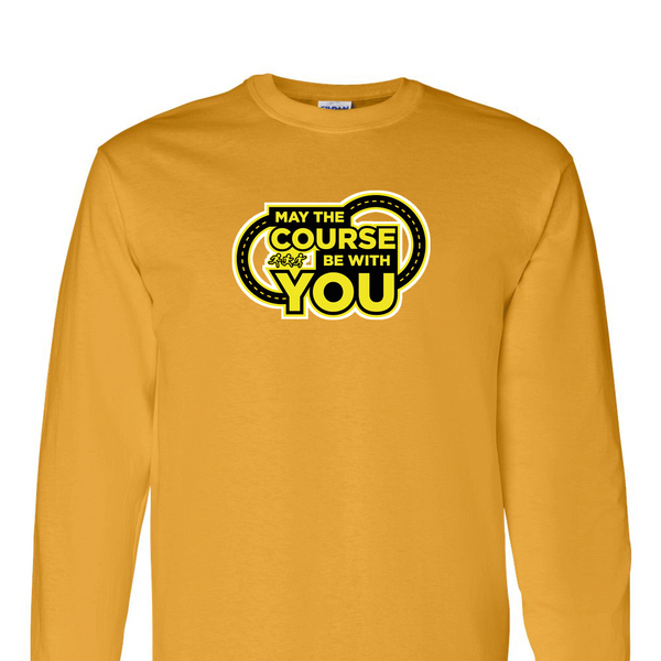 [[color:Gold]] May The Course Be With You Track and Field Long Sleeve T-shirt Gold