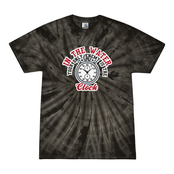 [[color:Spider Black]] Only Enemy Is The Clock Swimming Tie Dye T-shirt Spider Black