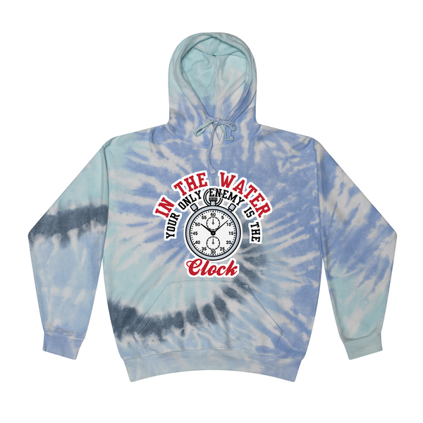 [[color:Lagoon]] Only Enemy Is The Clock Swimming Tie Dye Hoodie Lagoon