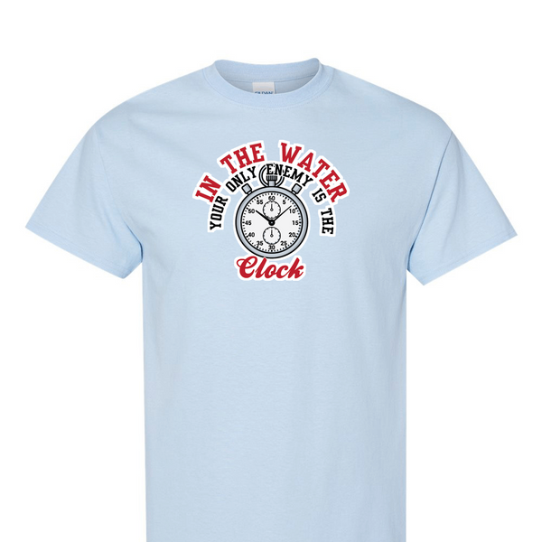 [[color:Light Blue]] Only Enemy Is The Clock Swimming Short Sleeve T-shirt Light Blue