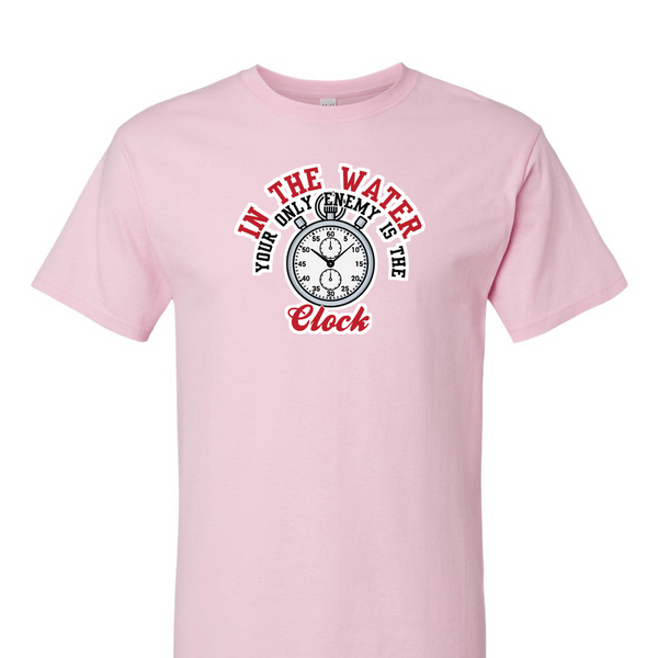 [[color:Light Pink]] Only Enemy Is The Clock Swimming Short Sleeve T-shirt Light Pink