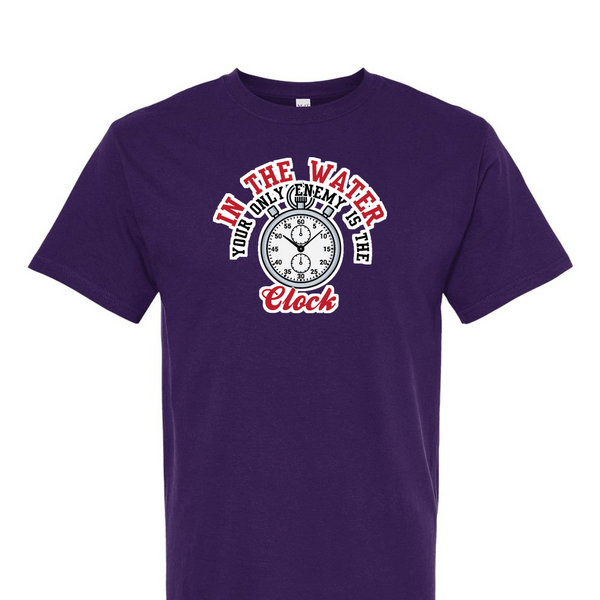 [[color:Purple]] Only Enemy Is The Clock Swimming Short Sleeve T-shirt Purple
