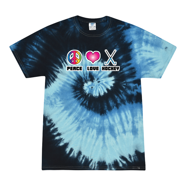 [[color:Blue Ocean]] Peace Love Field Hockey Tie Dye T-shirt Blue Ocean