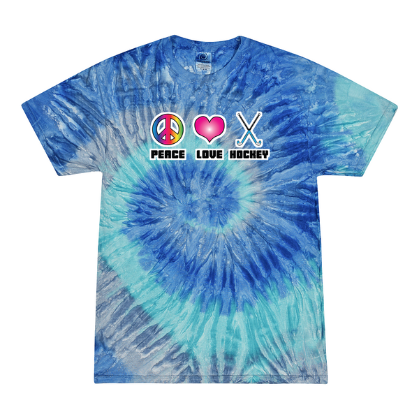 [[color:Blue Jerry]] Peace Love Field Hockey Tie Dye T-shirt Blue Jerry