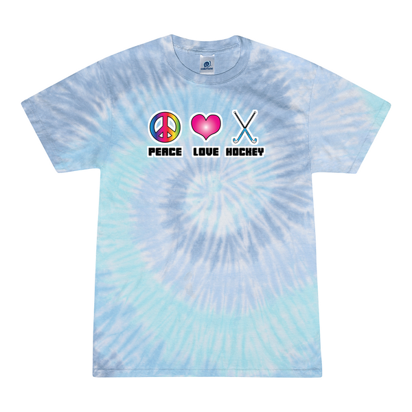 [[color:Lagoon]] Peace Love Field Hockey Tie Dye T-shirt Lagoon
