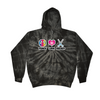 [[color:Spider Black]] Peace Love Field Hockey Tie Dye Hoodie Spider Black