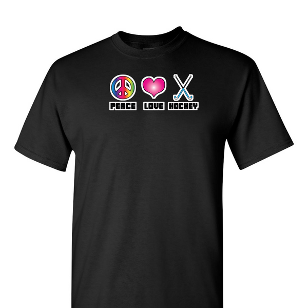 [[color:Black]] Peace Love Field Hockey Short Sleeve T-shirt Black