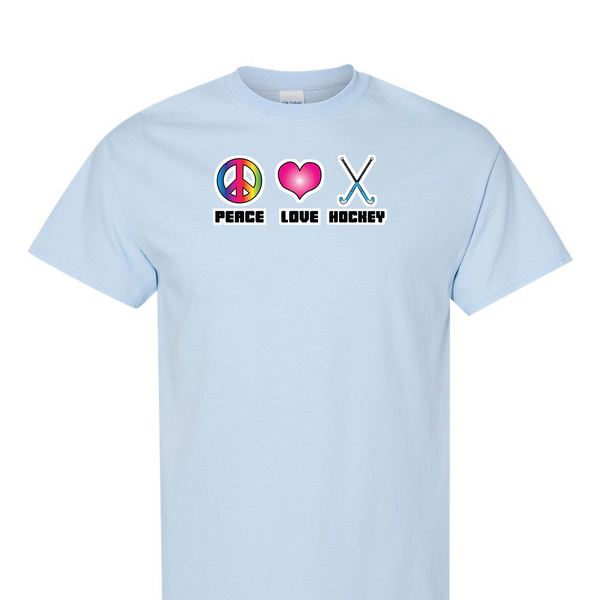 [[color:Light Blue]] Peace Love Field Hockey Short Sleeve T-shirt Light Blue