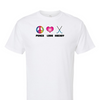 [[color:White]] Peace Love Field Hockey Short Sleeve T-shirt White