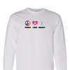 [[color:White]] Peace Love Field Hockey Long Sleeve T-shirt White
