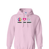 [[color:Light Pink]] Peace Love Field Hockey Hoodie Light Pink