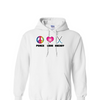 [[color:White]] Peace Love Field Hockey Hoodie White