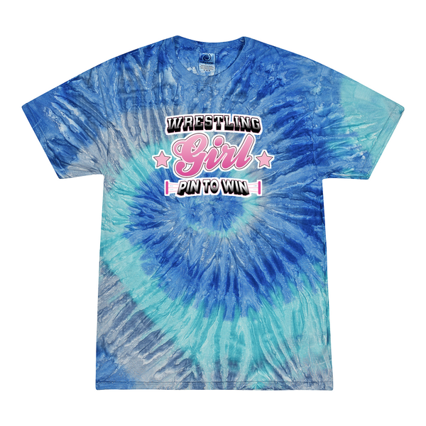 [[color:Blue Jerry]] Pin To Win Girls Wrestling Tie Dye T-shirt Blue Jerry