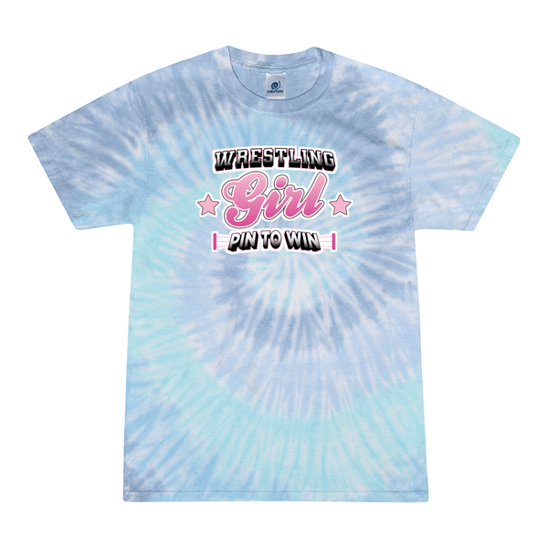 [[color:Lagoon]] Pin To Win Girls Wrestling Tie Dye T-shirt Lagoon