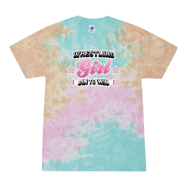 [[color:Snow Cone]] Pin To Win Girls Wrestling Tie Dye T-shirt Snow Cone