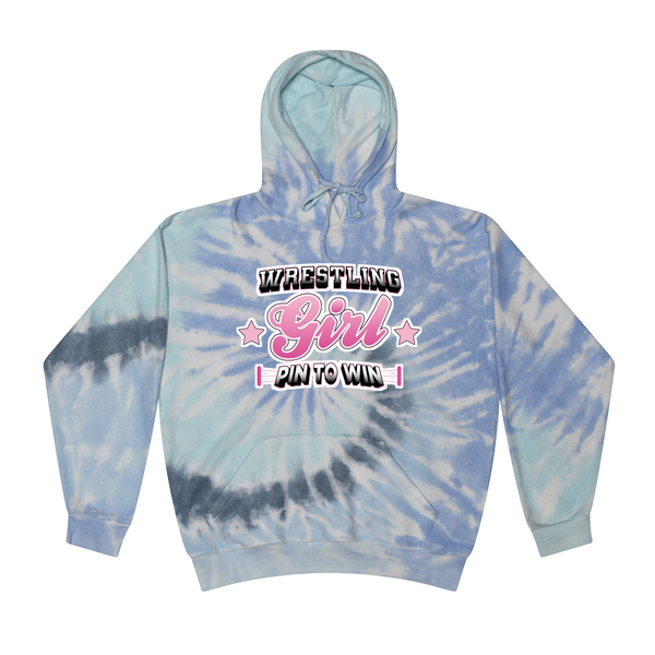 [[color:Lagoon]] Pin To Win Girls Wrestling Tie Dye Hoodie Lagoon