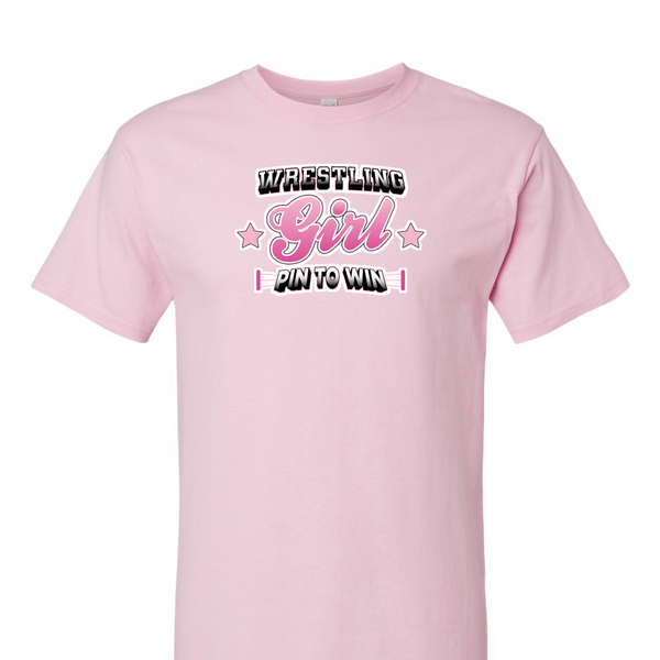 [[color:Light Pink]] Pin To Win Girls Wrestling Short Sleeve T-shirt Light Pink