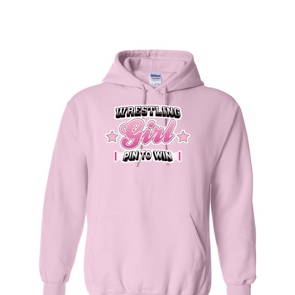 [[color:Light Pink]] Pin To Win Girls Wrestling Hoodie Light Pink