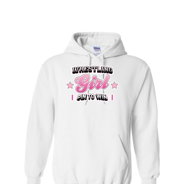 [[color:White]] Pin To Win Girls Wrestling Hoodie White