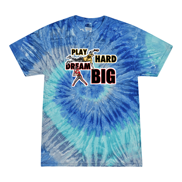 [[color:Blue Jerry]] Play Hard Dream Big Baseball Tie Dye T-shirt Blue Jerry