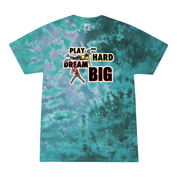 [[color:Zero G]] Play Hard Dream Big Baseball Tie Dye T-shirt Zero G