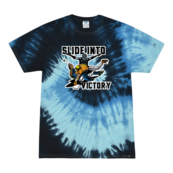 [[color:Blue Ocean]] Slide Into Victory Baseball Tie Dye T-shirt Blue Ocean