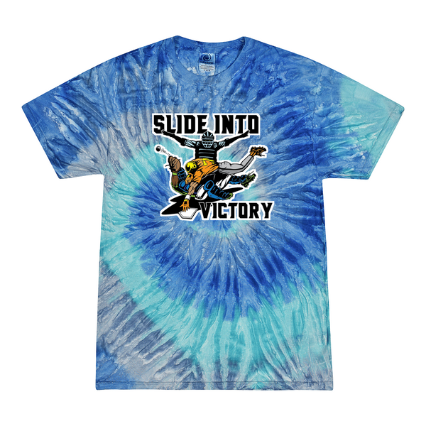 [[color:Blue Jerry]] Slide Into Victory Baseball Tie Dye T-shirt Blue Jerry