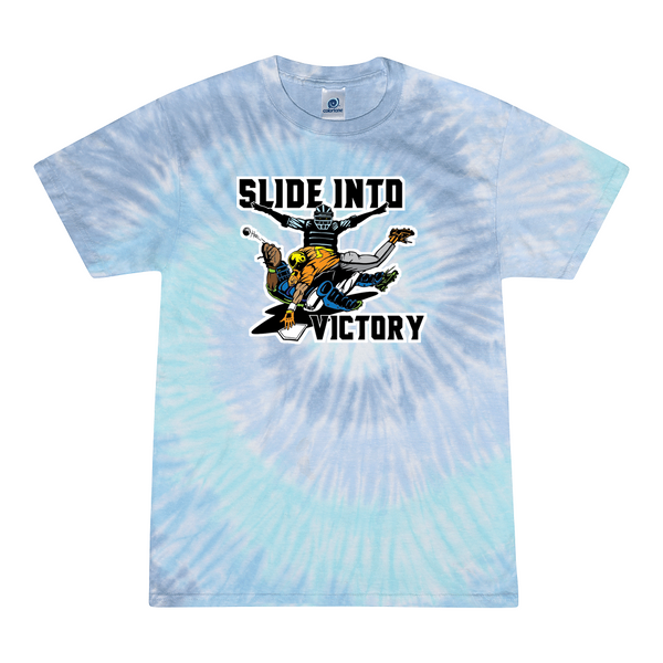 [[color:Lagoon]] Slide Into Victory Baseball Tie Dye T-shirt Lagoon