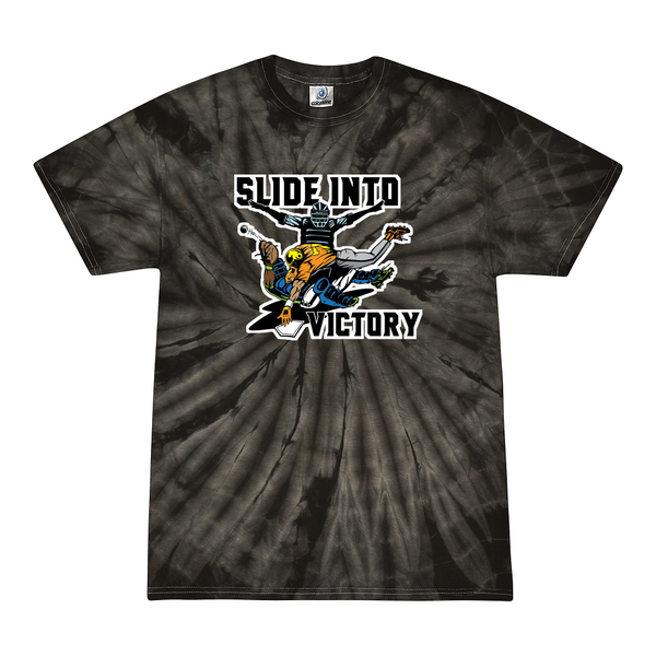 [[color:Spider Black]] Slide Into Victory Baseball Tie Dye T-shirt Spider Black