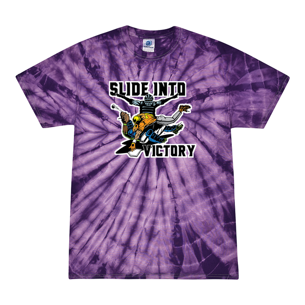 [[color:Spider Purple]] Slide Into Victory Baseball Tie Dye T-shirt Spider Purple