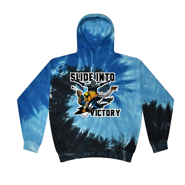 [[color:Blue Ocean]] Slide Into Victory Baseball Tie Dye Hoodie Blue Ocean