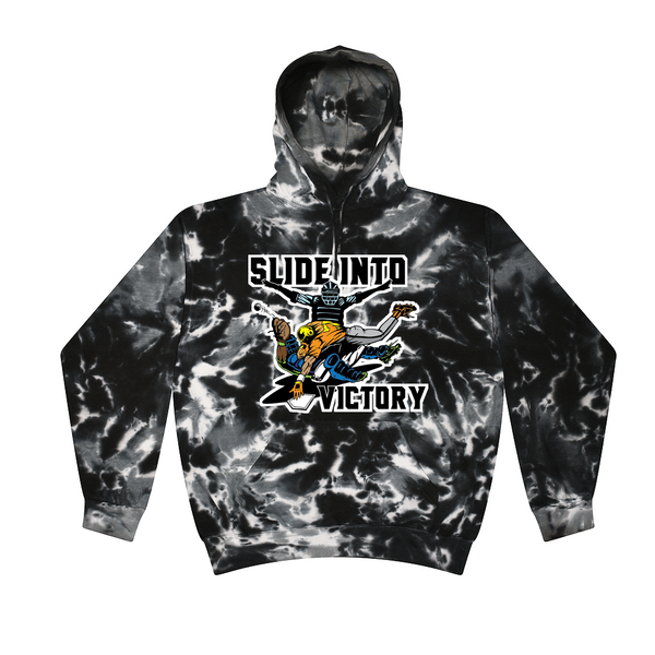 [[color:Multi Black]] Slide Into Victory Baseball Tie Dye Hoodie Multi Black