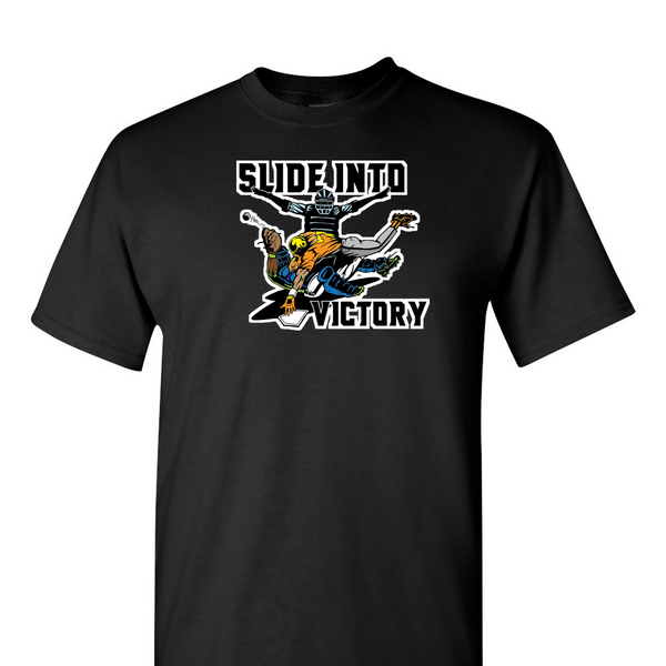 [[color:Black]] Slide Into Victory Baseball Short Sleeve T-shirt Black