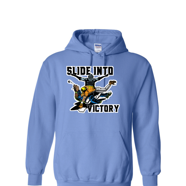 [[color:Carolina Blue]] Slide Into Victory Baseball Hoodie Carolina Blue