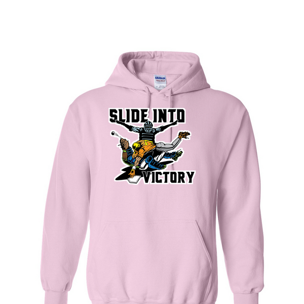 [[color:Light Pink]] Slide Into Victory Baseball Hoodie Light Pink