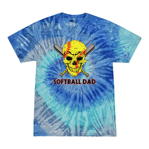 [[color:Blue Jerry]] Softball Dad Tie Dye T-shirt Blue Jerry