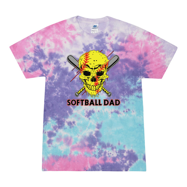 [[color:Cotton Candy]] Softball Dad Tie Dye T-shirt Cotton Candy