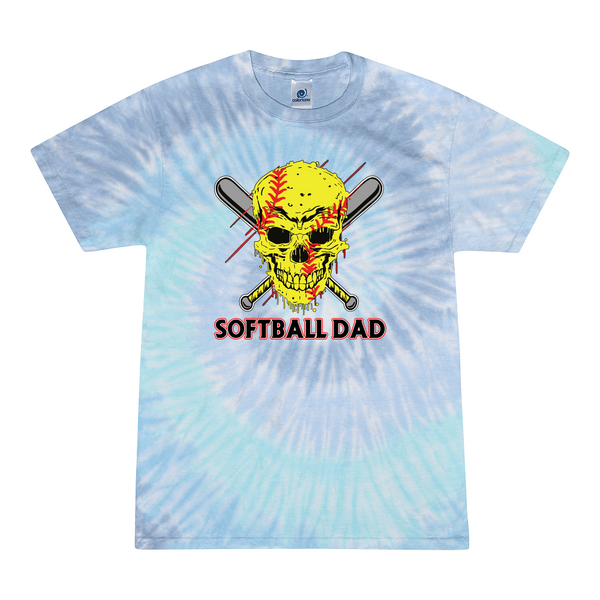 [[color:Lagoon]] Softball Dad Tie Dye T-shirt Lagoon