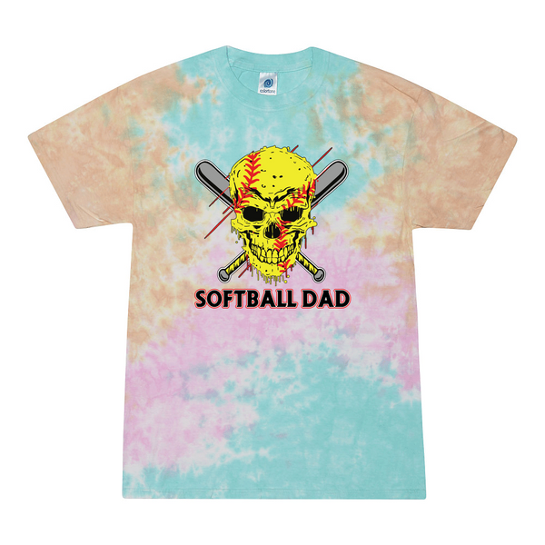 [[color:Snow Cone]] Softball Dad Tie Dye T-shirt Snow Cone