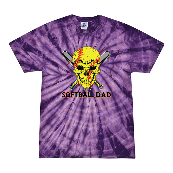 [[color:Spider Purple]] Softball Dad Tie Dye T-shirt Spider Purple