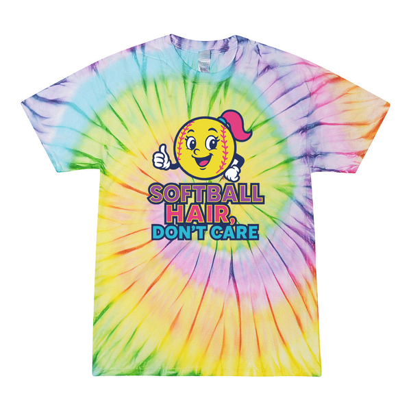 [[color:Lolli-pop]] Softball Hair Don't Care Tie Dye T-shirt Lolli-pop
