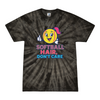 [[color:Spider Black]] Softball Hair Don't Care Tie Dye T-shirt Spider Black