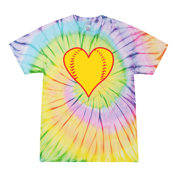 [[color:Lolli-pop]] Softball Heart Tie Dye T-shirt Lolli-pop