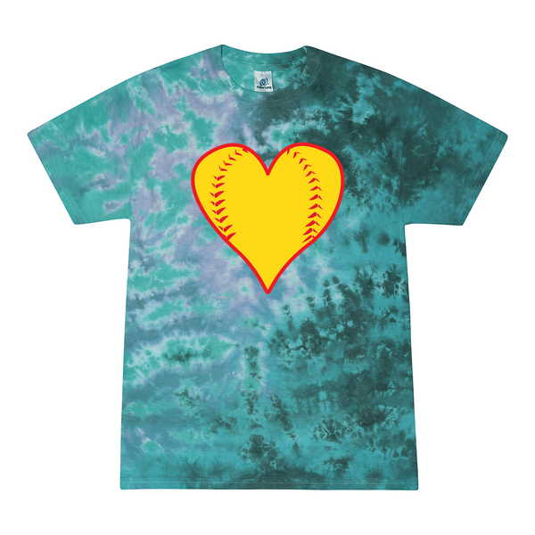 [[color:Zero G]] Softball Heart Tie Dye T-shirt Zero G