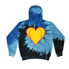 [[color:Blue Ocean]] Softball Heart Tie Dye Hoodie Blue Ocean