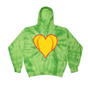 [[color:Spider Lime]] Softball Heart Tie Dye Hoodie Spider Lime