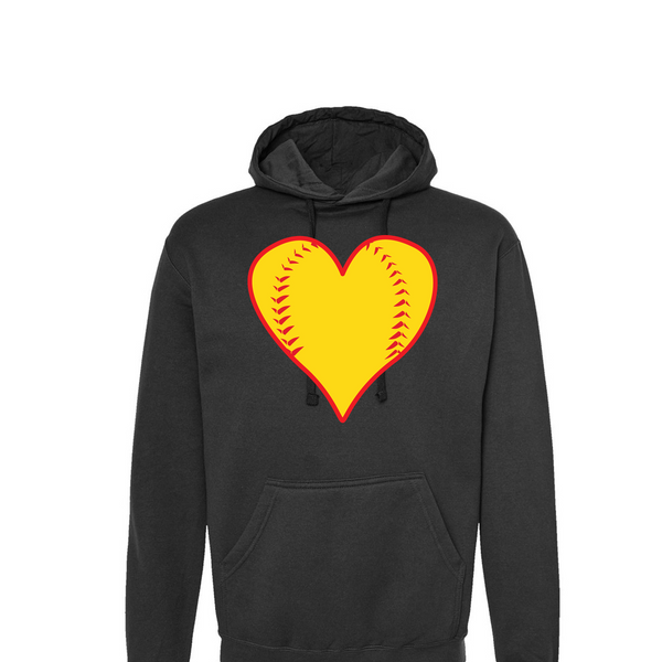[[color:Black]] Softball Heart Hoodie Black