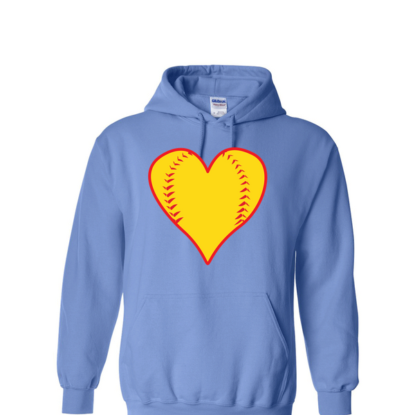 [[color:Carolina Blue]] Softball Heart Hoodie Carolina Blue