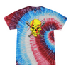 [[color:Firecracker]] Softball Skull Tie Dye T-shirt Firecracker