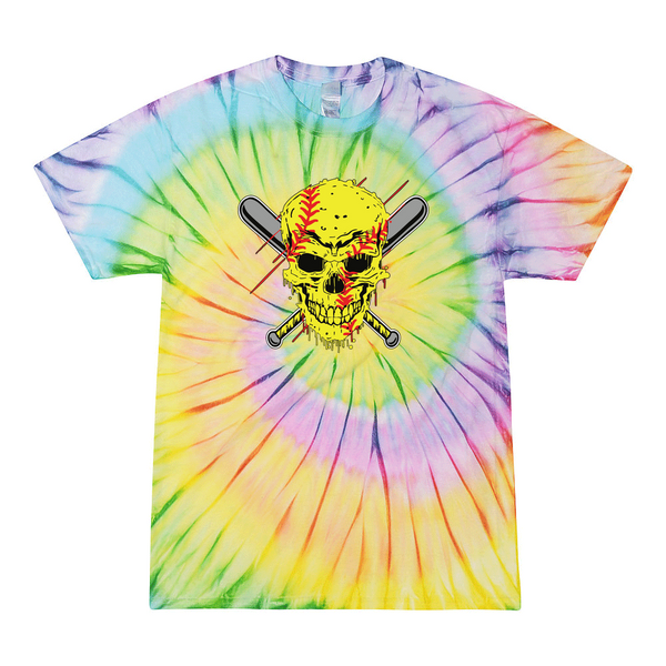 [[color:Lolli-pop]] Softball Skull Tie Dye T-shirt Lolli-pop